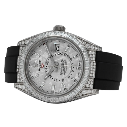 Sky-Dweller 42mm 18K White Gold Meteorite Dial Diamond Watch 326259TBR