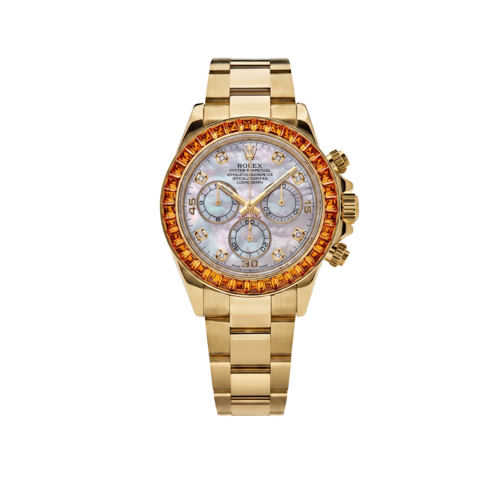 Daytona 116578SACO Yellow Gold Sapphire Bezel Mother Of Pearl Dial