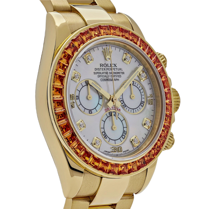 Daytona 116578SACO Yellow Gold Sapphire Bezel Mother Of Pearl Dial