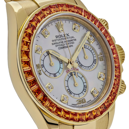 Daytona 116578SACO Yellow Gold Sapphire Bezel Mother Of Pearl Dial