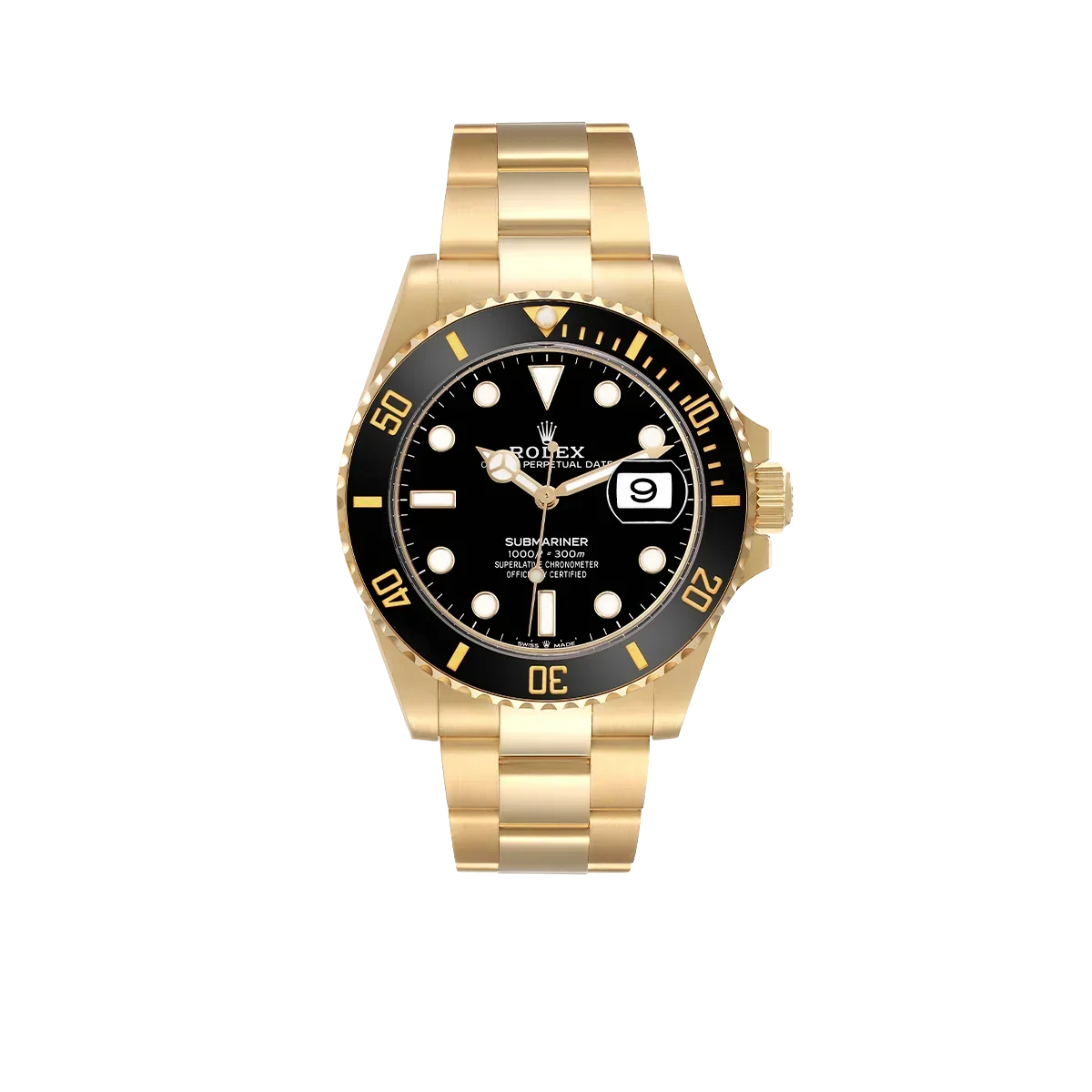 Submariner 41mm Yellow Gold Black Dial Bezel Mens Watch 126618