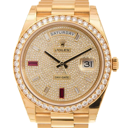 Day-Date 40mm Yellow Gold Diamond Ruby Pave Dial Diamond Bezel 228348RBR
