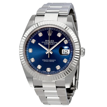 Datejust 41mm Oystersteel and white gold, blue and diamond-set dial 126334-0015