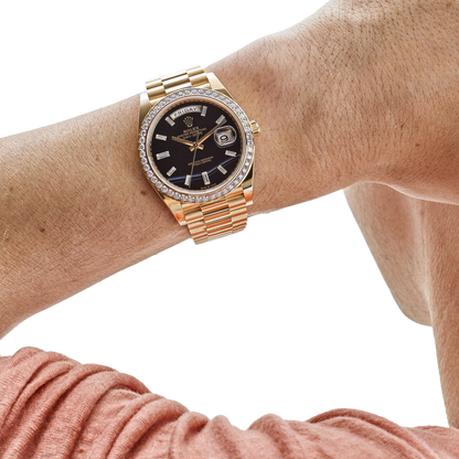 Day-Date 40 Presidential 228348RBR Diamond Bezel Baguette Onyx Dial