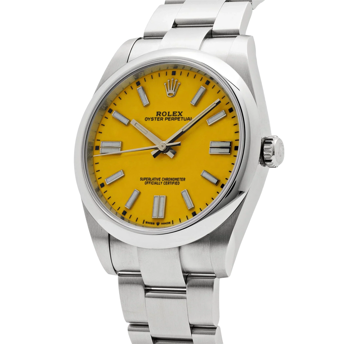 Oyster Perpetual 41mm Stainless Steel Yellow Dial Men Watch 124300-0004